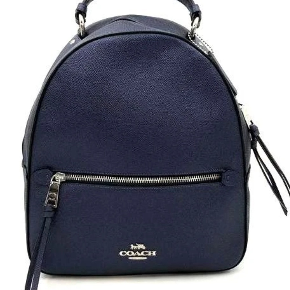 Coach Jordyn Midnight Navy Leather Patch Backpack. New